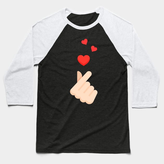 K-Pop Finger Hearts South Korea Music Love Baseball T-Shirt by Foxxy Merch